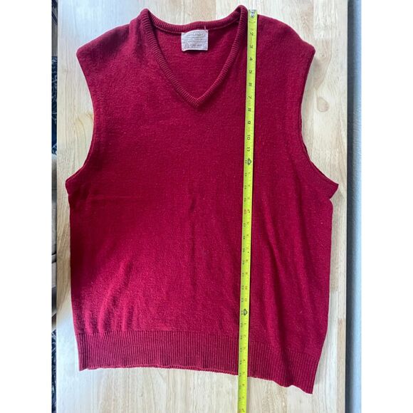 Jeff Lamb Men's Size L Red 100% Wool Sweater Vest Grandpa V-Neck Knitted - Picture 4 of 5